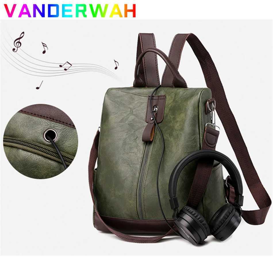 Womens leather backpack 3-in-1 womens anti-theft backpack teenage girl travel backpack Mochila Feminina Z250315