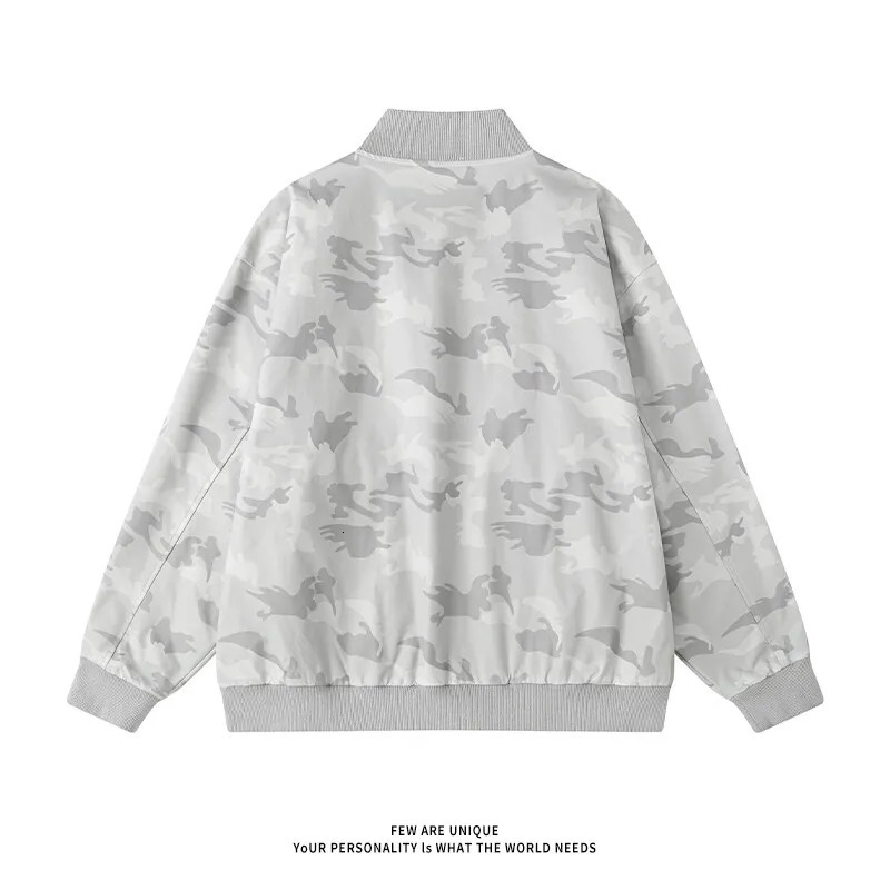 Mens camouflage bomber jacket retro spring zipper fashionable street baseball uniform 250312