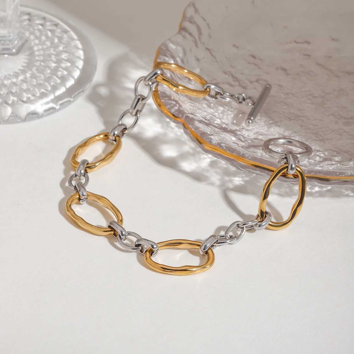 Matching Stainl Steel Golden Chain Bangle Bracelet Minimalist Geometric Women Bracelet Waterproof Jewelry Men Women GiftXJ250315