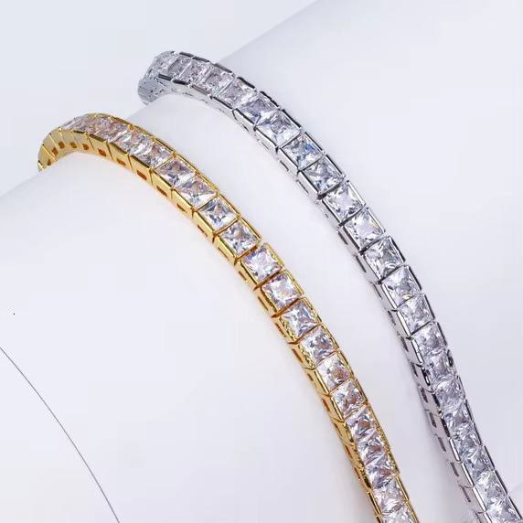 Mens 6mm Boss Life Princess Cut Hip Hop Tennis Chain Necklace Flooded Ice Moissanite Style