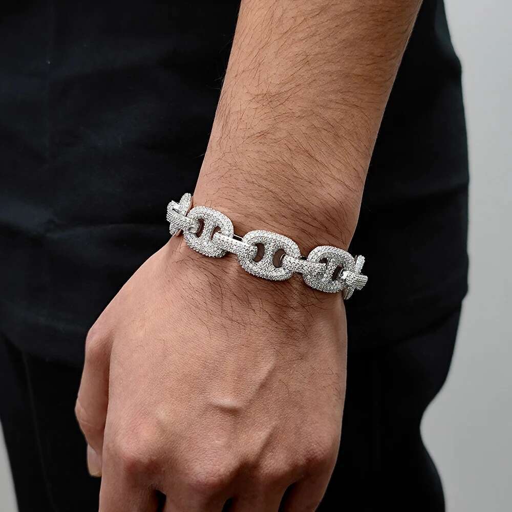 16mm Full Pave Shiny Zircon Miami Iced Out Pig Nose Chunky Cuban k Choker Hip Hop Fashion Necklace Drop Shipping