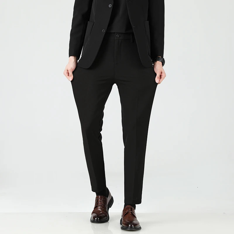 AutumnWinter Thick Mens Casual Pants Straight Loose Fashion Trend Business Versatile 9point Suit w250313