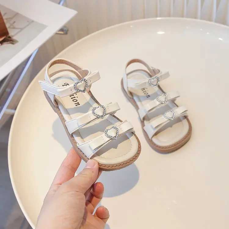 Girls Sandals 2025 Summer Fashion Bow Soft Bottom Baby Princess Shoes Childrens Open Lace Beach Shoes 3-8 Years OldT250315