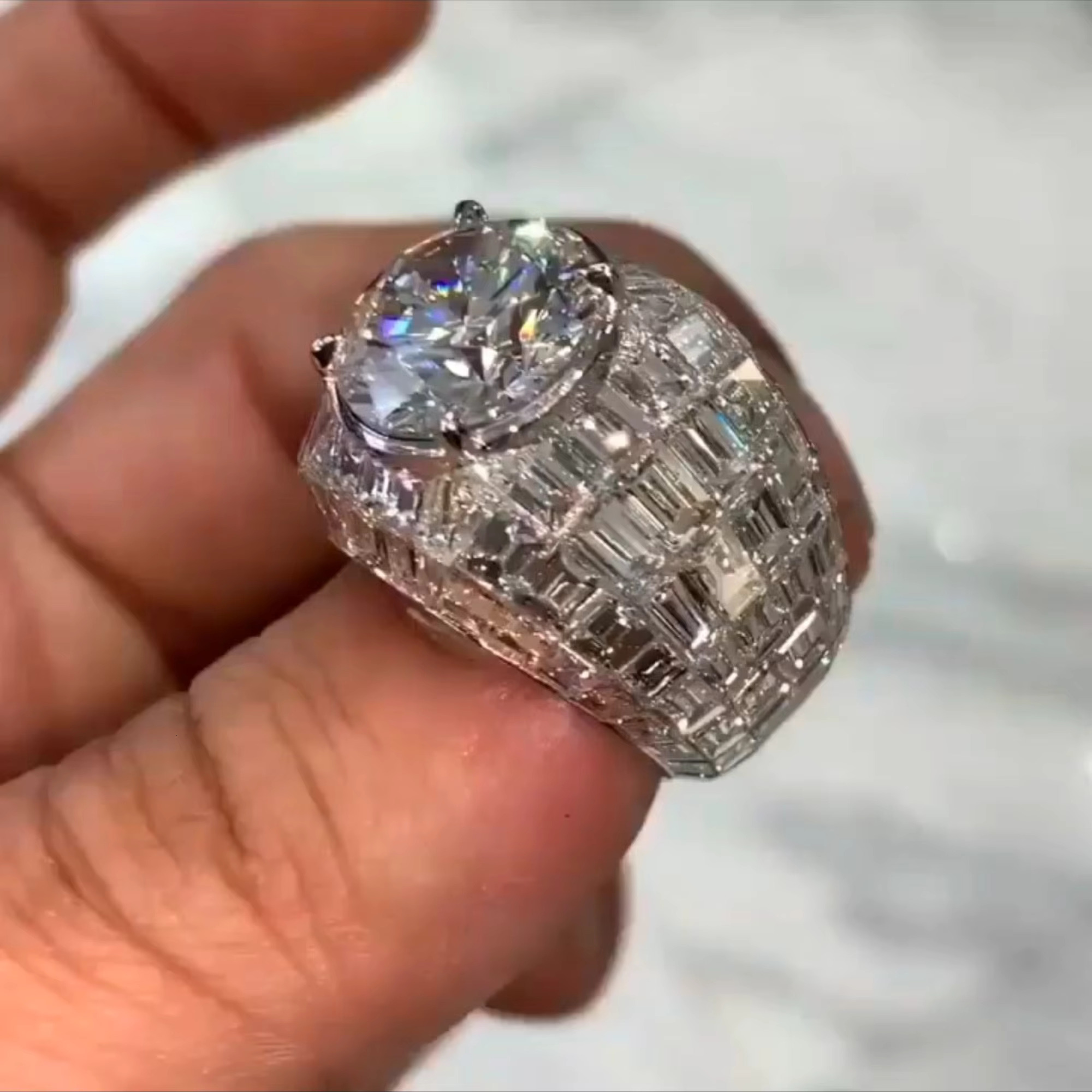 Shining Jewelry 925 Sterling Silver Ring Custom Hip Hop Rapper Vvs Iced Out Men Hip Hop Moissanite Ring
