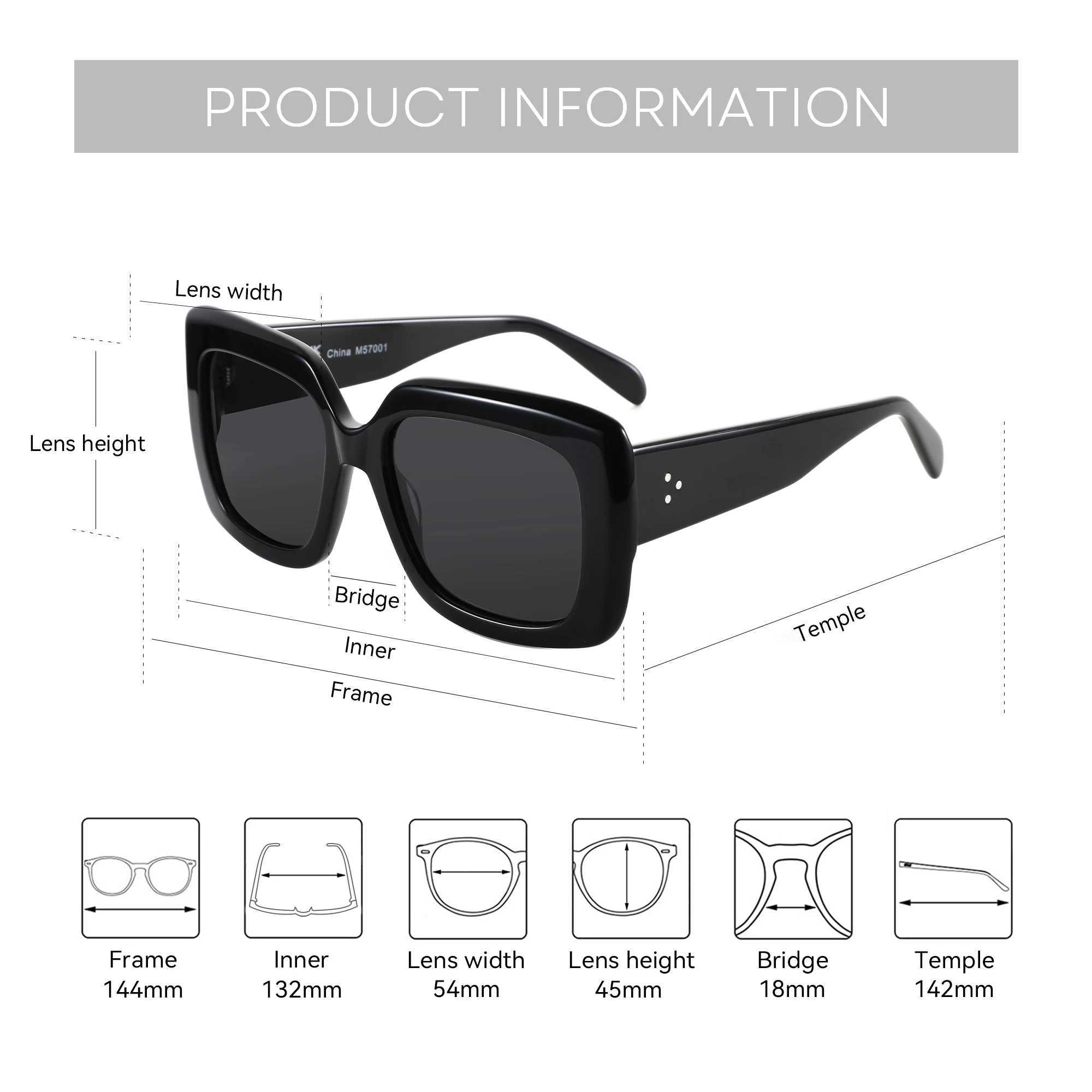 BLUEMOKY Handmade Acetate Sunglasses 2025 New Uv400 Fashion Square Womens Polarized Sunglasses ZS6244 W250315