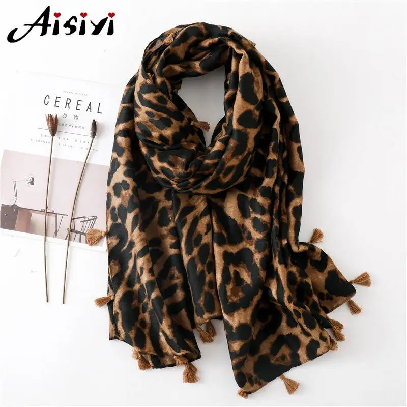 Womens leopard print scarf 180 * 100cm Foulard Womens leopard print thin warm shawl Winter cashmere scarf with good texture 250314