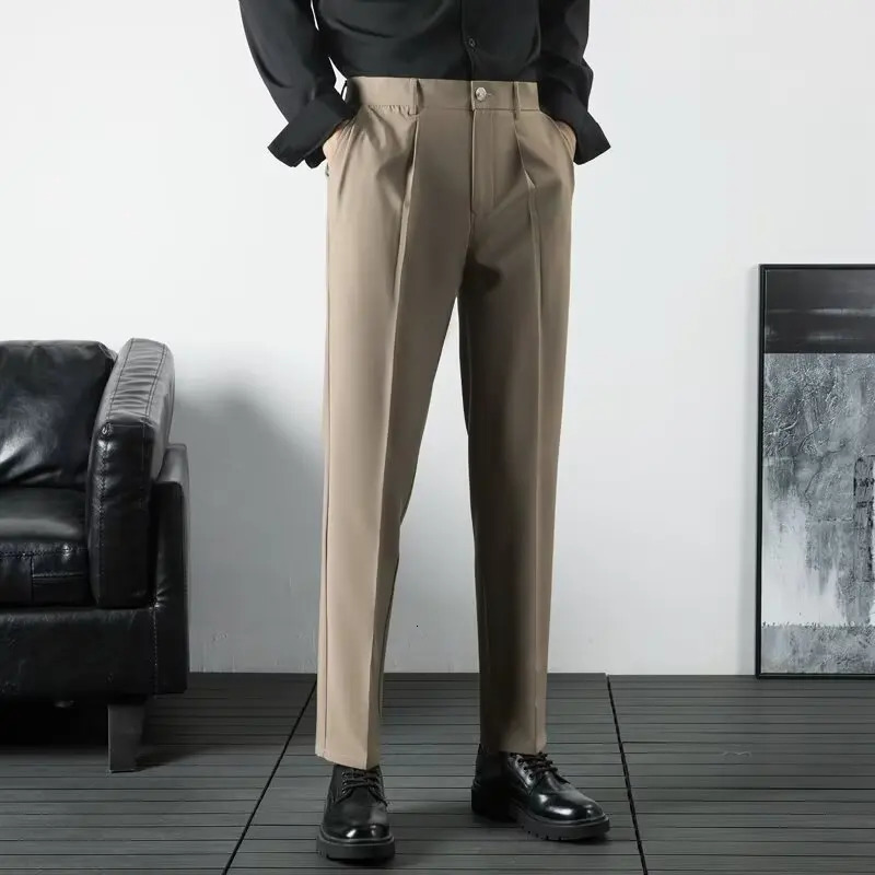 Spring and Autumn Korean Fashion Men Trousers High Quality Elegant Man Dress Pants Summer Classic Mens Formal Clothes 250313