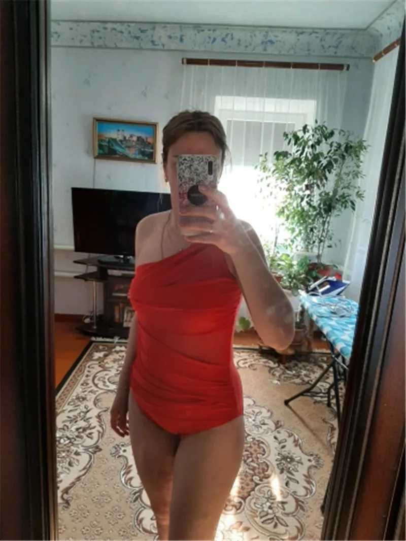 M-3XL 4XL Plus size swimsuit womens one shoulder ultra-thin swimsuit womens mesh pure black red blue push up pad swimsuitXJ250315
