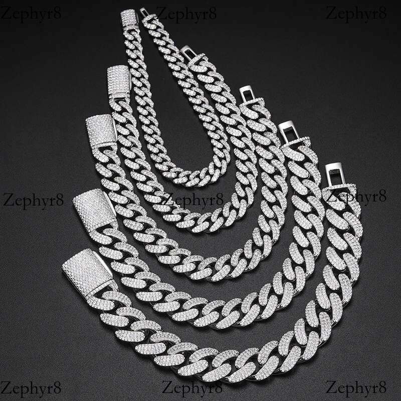 2025 model 8-20mm Moissanite Cuban k Chains Man S For Men Hip Hop Jewelry Sier Necklace Christmas Gifts 2024 New Arrival