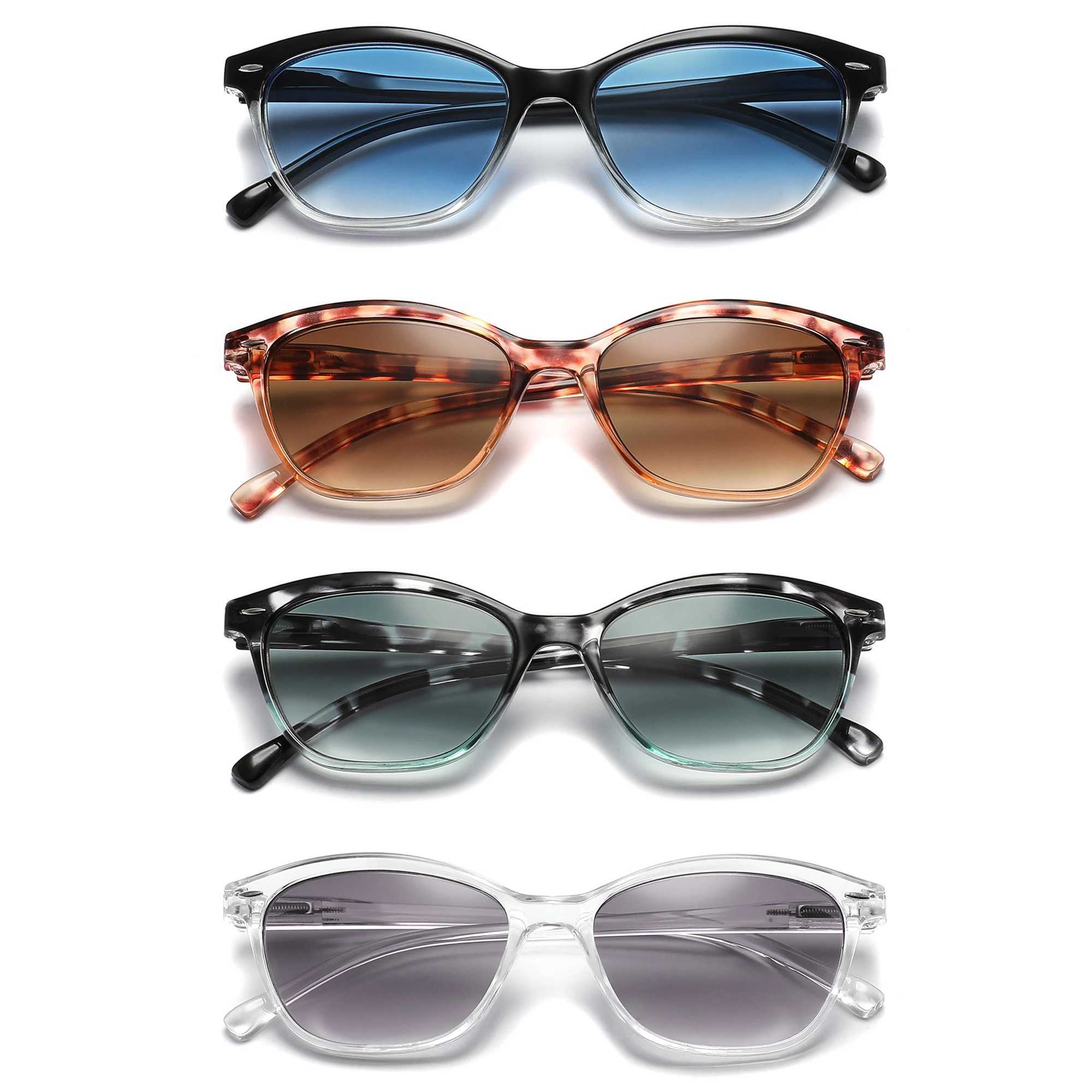 Reading Sunglasses for Men and Women Square Classic Frame Outdoor Use Sunglasses Reader Glasses with Diode Spring Articulation W250315