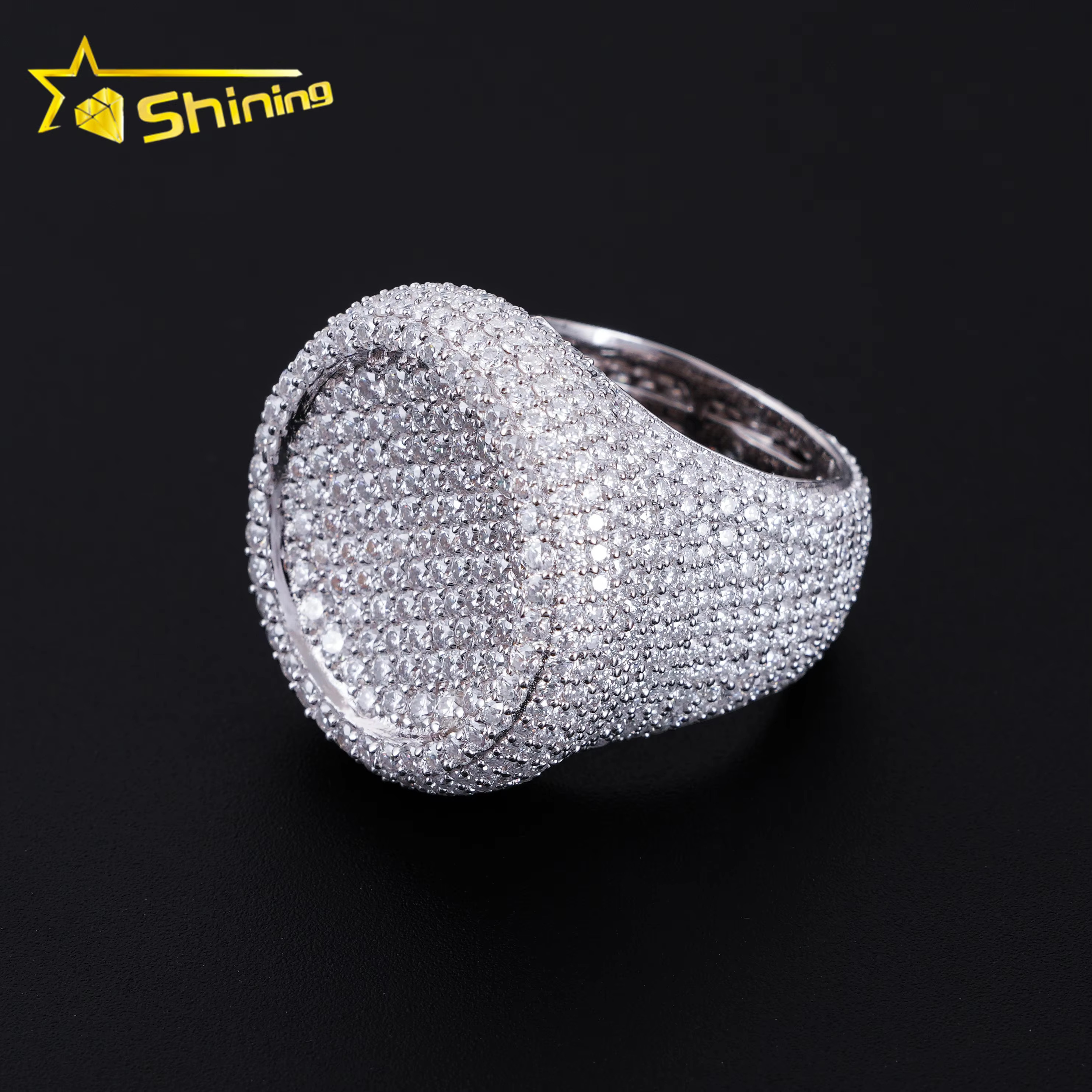 Luxury Style Custom Jewelry Silver 10k 14k 18k Vvs Moissanite Ring Hip Hop Jewelry Pass Diamond test Men Pinky Iced Out Ring