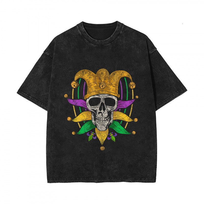 New Mardi Gras Carnival Water Saving Laundry Old Short Sleeved T-Shirt American High Street Top