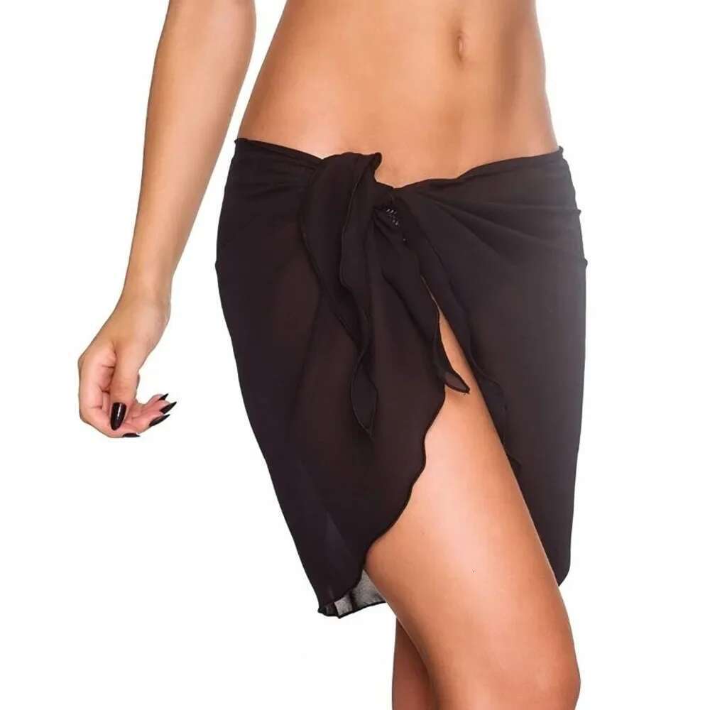 Women's short sleeved swimsuit beach cache bikini wrapped pure chiffon short skirt scarf swimsuit swimsuit