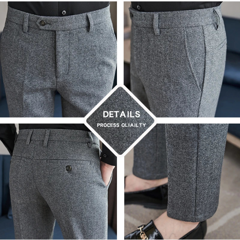 Business casual checkered mens clothing made of thick and warm wool material slim fit suitable for autumn winter 2836 250313