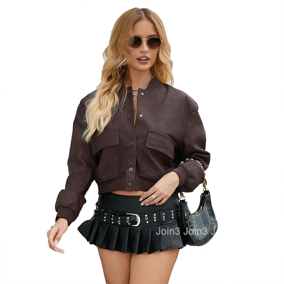 Fashion Loose Cardigan Jacket Casual Jacket Fashionable Ribbed Shrink Leather Jacket Womens Clothing Oversize