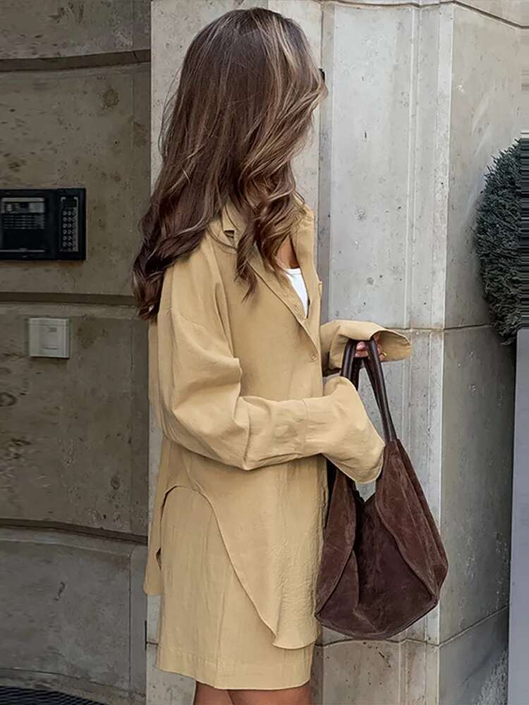Women Cotton Suit Laple Single Breasted Full Sleeve Shirt High Waist Wide Leg Shorts Female Set 2025 Sping Lady Outerwear