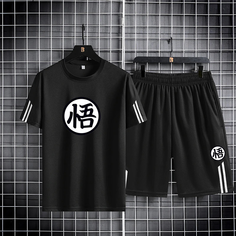 Trendy and fashionable three bar sports set mens casual and versatile loose fitting basketball suit outdoor running two-piece 250310