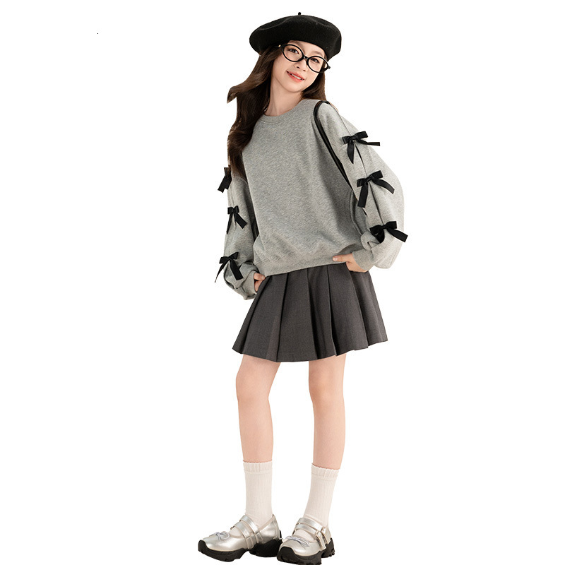Ddmyshoesvip And Autumn Mid Sized Children S Girls Bow Hoodies Top Spring Clothes Korean Loose