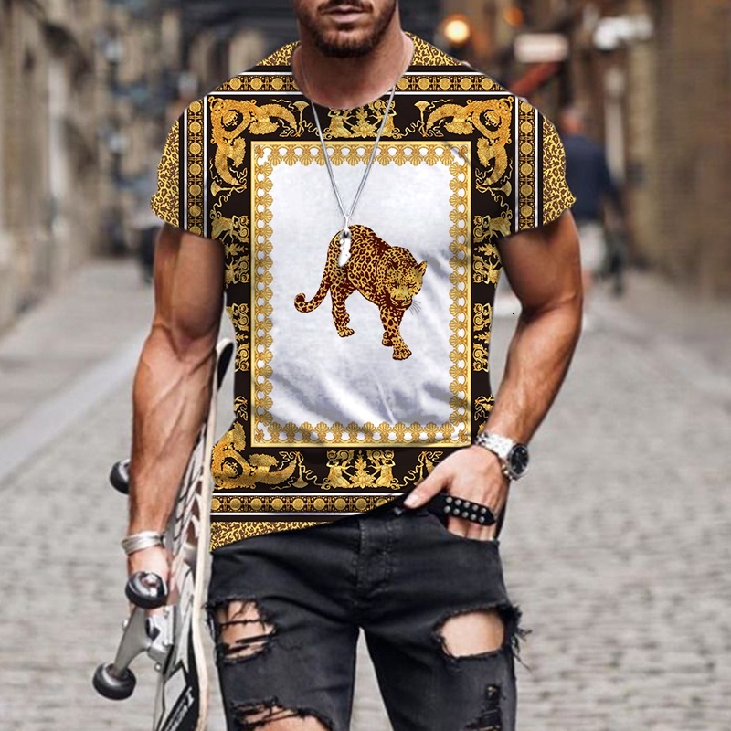 2025 New Summer Men's T-shirt 3D Black Totem Short Sleeve Designer Printed T Men's Fashion Shirt Trendy Brand Casual Neutral Clothing