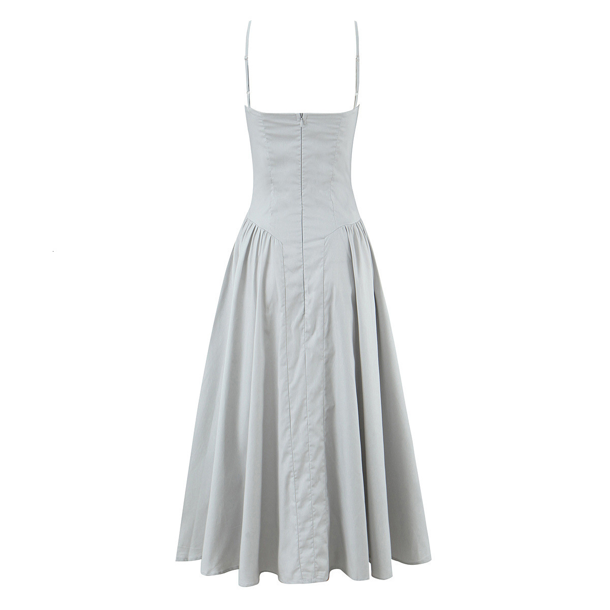 Spicy Girl Niche Design Sense Square Neck Three-Dimensional Steel Ring Waist Cinched Pleated Dress 2025 Summer New Product Sexy Slim Fit