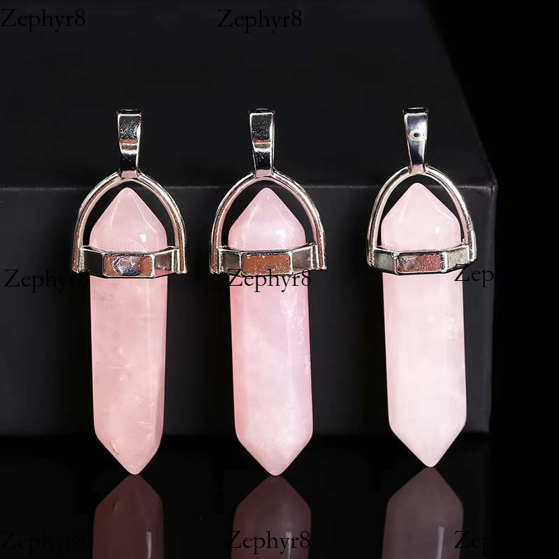 Wholesale Cheap Stone Bullet Head Natural Stones Crystal Hexagonal Column Pendant for Necklace Jewelry Making