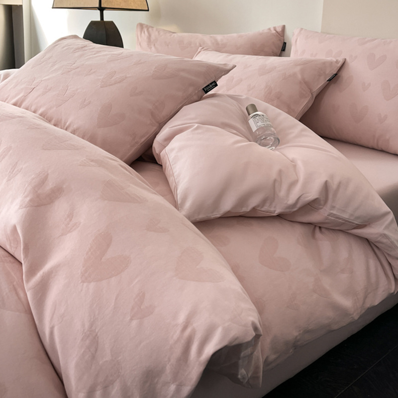 A941 Modern simple fabric pure cotton three-layer yarn jacquard bedding four-piece set new light luxury bed sheets bed sheets bedding