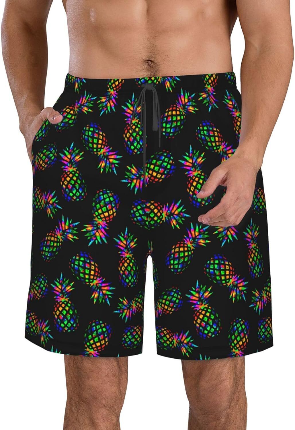 Mens Swim Trunks Quick Dry Board Shorts with Pockets Swimwear Bathing Suits printing