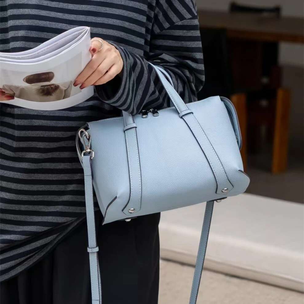 Toptrends Cow Genuine Leather Pillow Tote Handbags For Women 2025 Designer Satchel Purses Ladies Shoulder Crossbody Bags