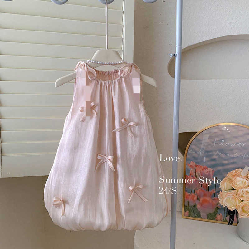 Girl's Dresses Girls' dress, summer new style, children's bow vest skirt, baby girl flower bud skirt, Korean version, stylish princess 