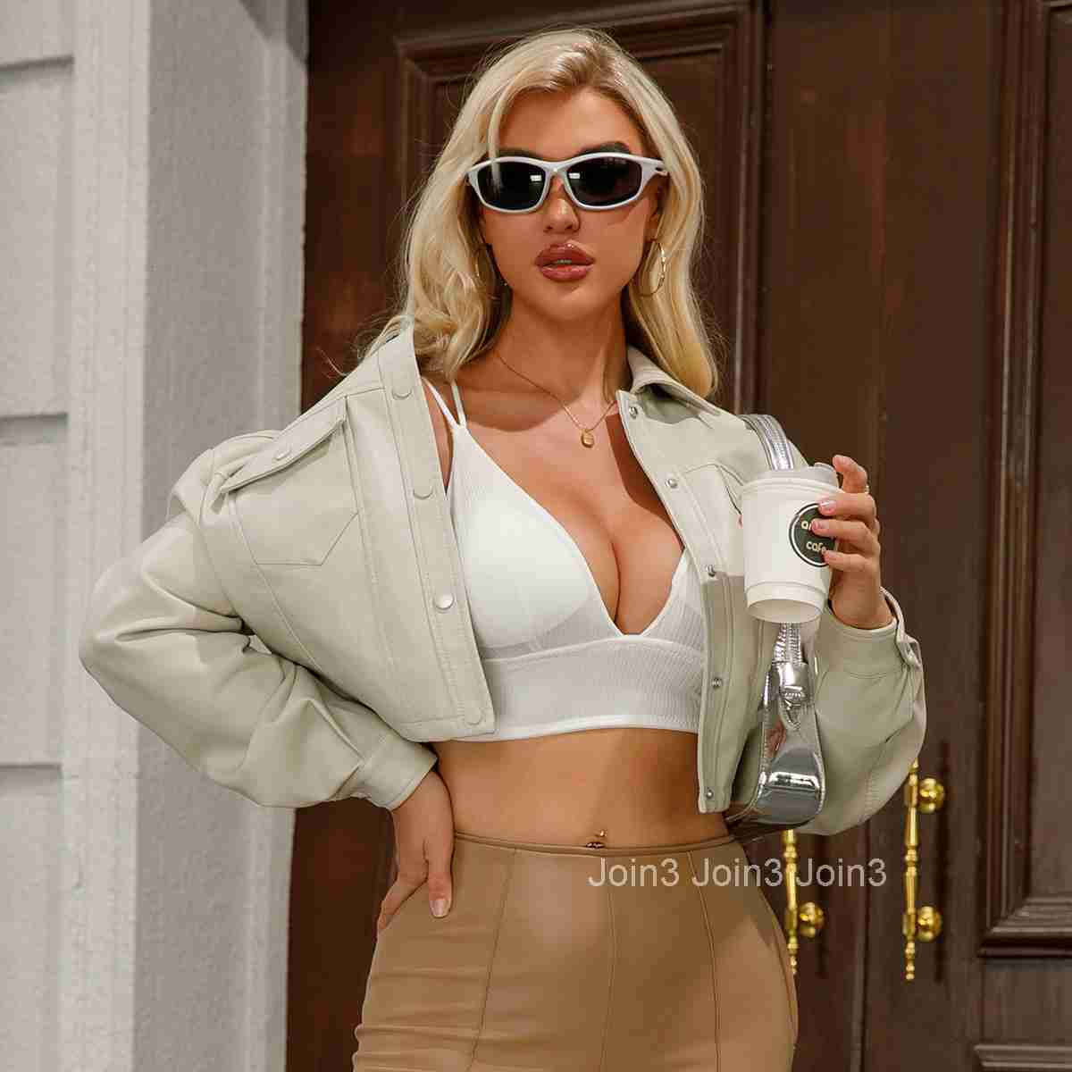 Fashion Spring and Autumn New Loose Casual Leather Jacket Womens Long Sleeve Single Breasted Womens Short Jacket Flip Collar Fashion Join3