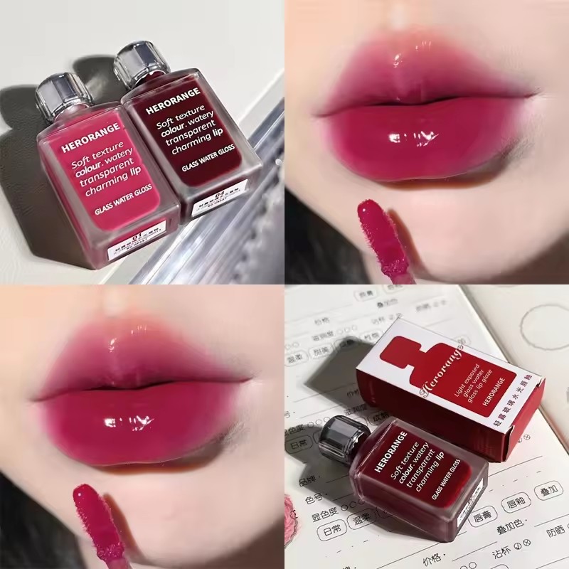 Black Mirror Water Light Lip Glaze High Gloss Moisturizing Long Lasting No Fading Liquid Lipstick Sexy Red Lips Makeup Cosmetics