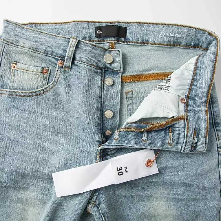 High quality Purples men jeans trend hip-hop hole personality American hip-hop Stylish and slim pants y2k clothes menT250315