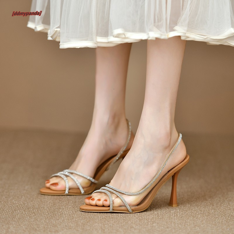 French style fine heeled exquisite sandals for women in the summer of 2025, with a high-end feel and pointed transparent high heels ddmypanda