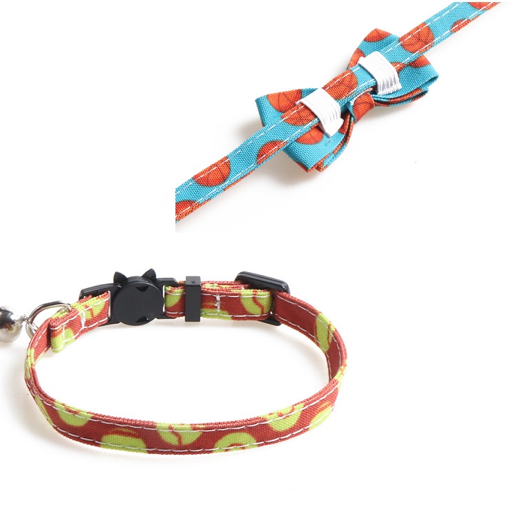 Interesting Prints Cat Collar with Bell Breakaway Bowtie, Adjustable Kitty Tie for Male Female Cats, Football Pattern Summer Cat Collar for Boy Girl C