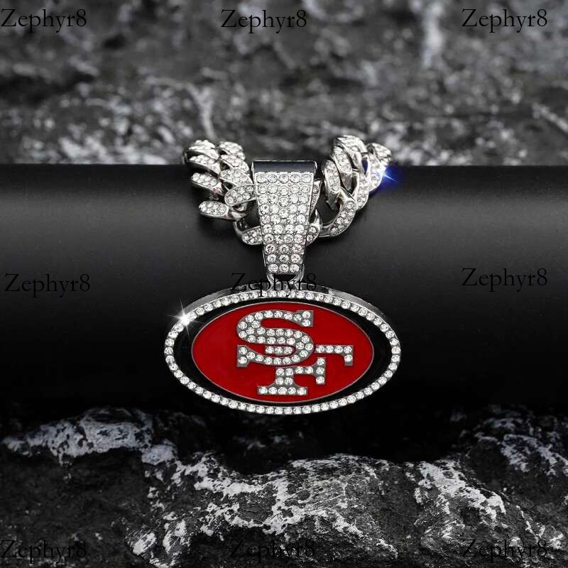 2025 New model Personality Ellipse SF Hip Hop Pendant Football Necklace Punk Cuban Chain Bg Man Woman Iced Out Cool Jewelry Gifts