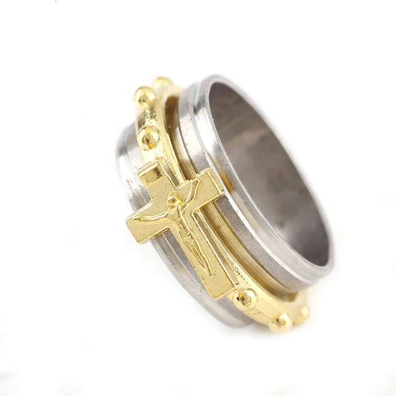 Stainless Steel Religious Catholic Crucifixion Relief Exquisite Religion Men's Wedding Ring Holy Belief Jewelry