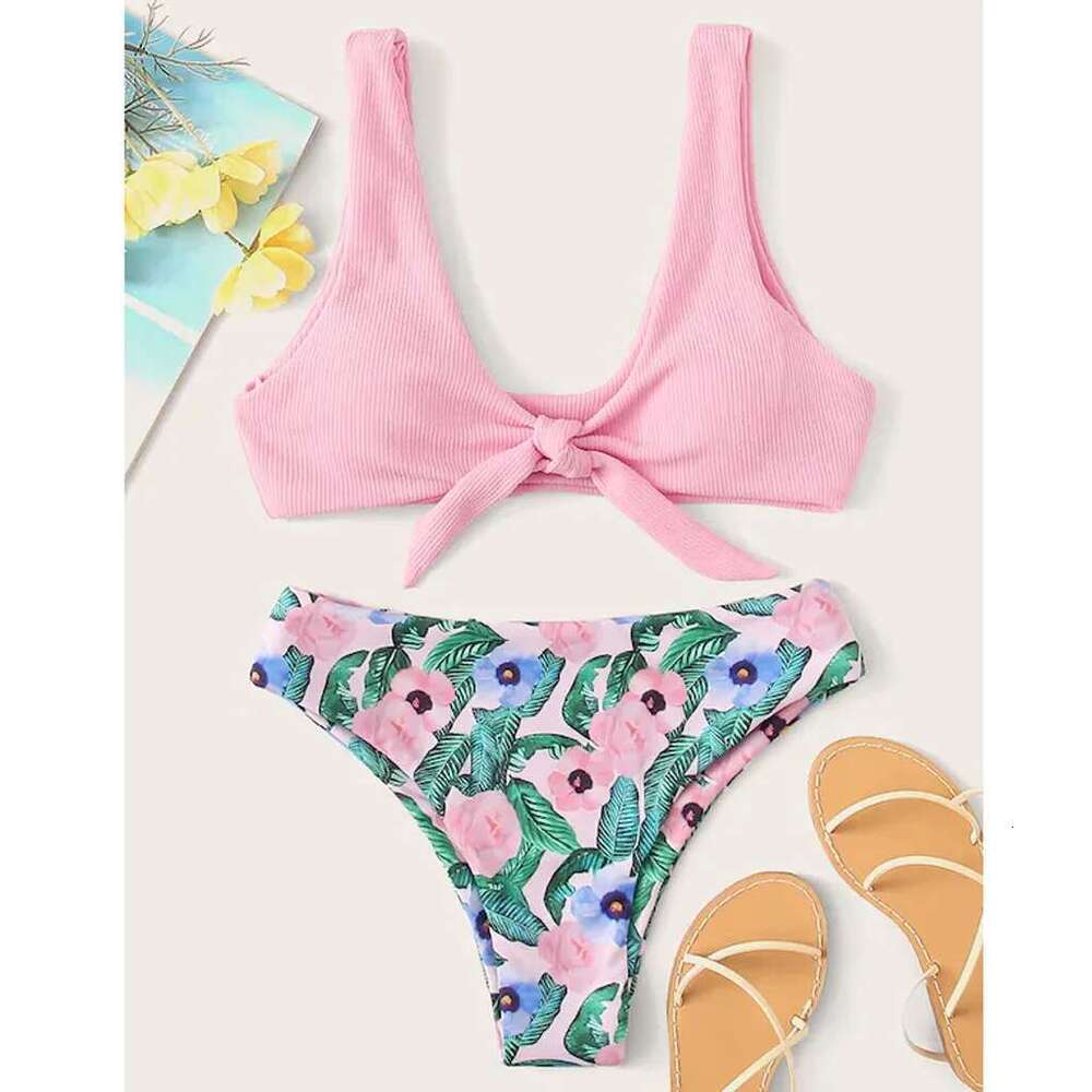 Women's two-piece swimsuit, tie bikini, padded push up bra, beach set