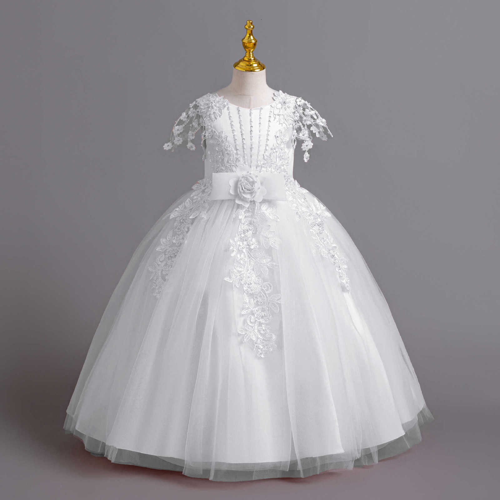 Girl's Dresses Long skirt style girls' dress, tied wedding dress, princess dress, high-end graduation party dress, girl dress