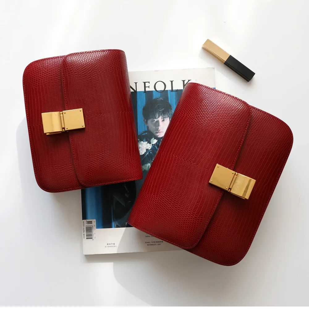 UBELLIN new lizard pattern box tofu bag womens leather shoulder messenger portable luxury small square bag womens fashion trend Y250315
