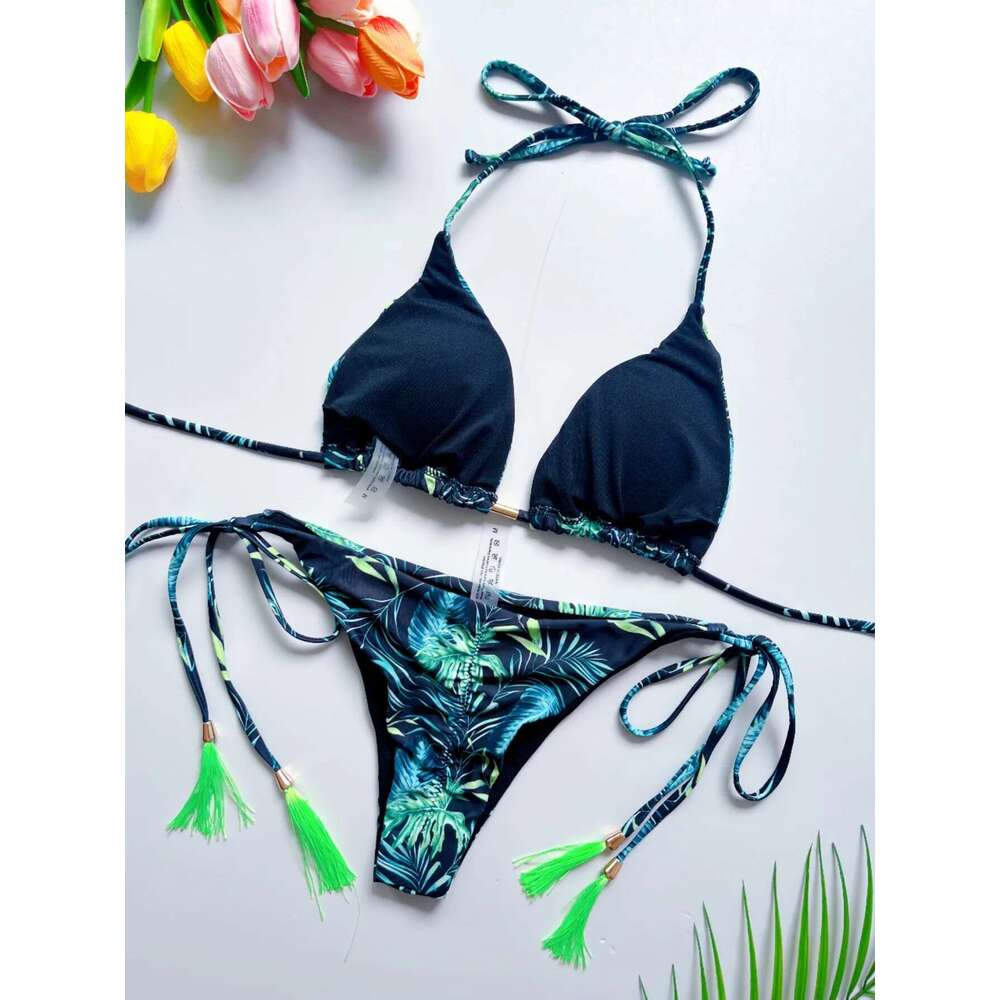 Ruotonsept new sexy printed headband bikini set women's swimsuit two-piece triangular camisole swimsuit Brazilian swimsuit bikini