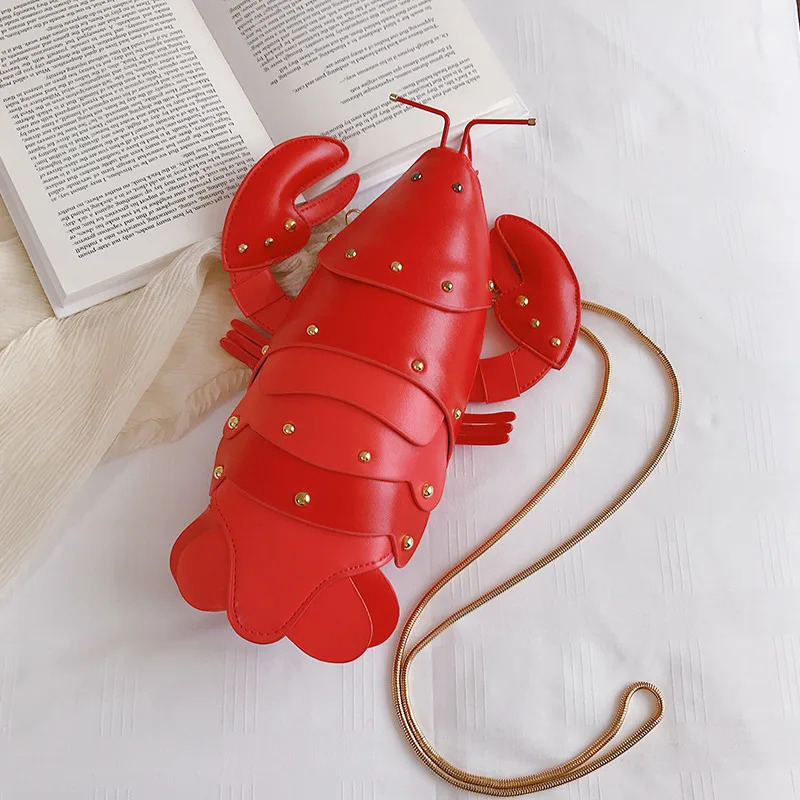 Lobster Shoulder Bag Mini Women Handbag 3d Cartoon Animal Shape Crossbody Bags Fashion Chains Messenger Bag 250314