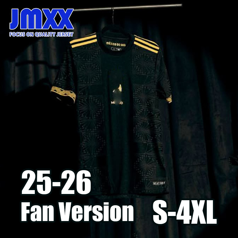 XXXL 4XL JMXX 25 26 Mexico Gold Cup Soccer Jersey New Black Gold Pre Match Training Special Mens jerseys Football Man Shirt 2025 Fan Version