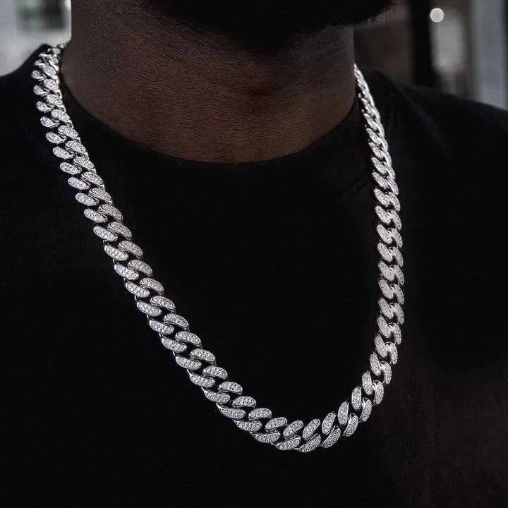 18Inch k Gold Plated Miami Two Tone Moissanite Cuban Chain Vvs1 for Mans Hiphop Jewelry