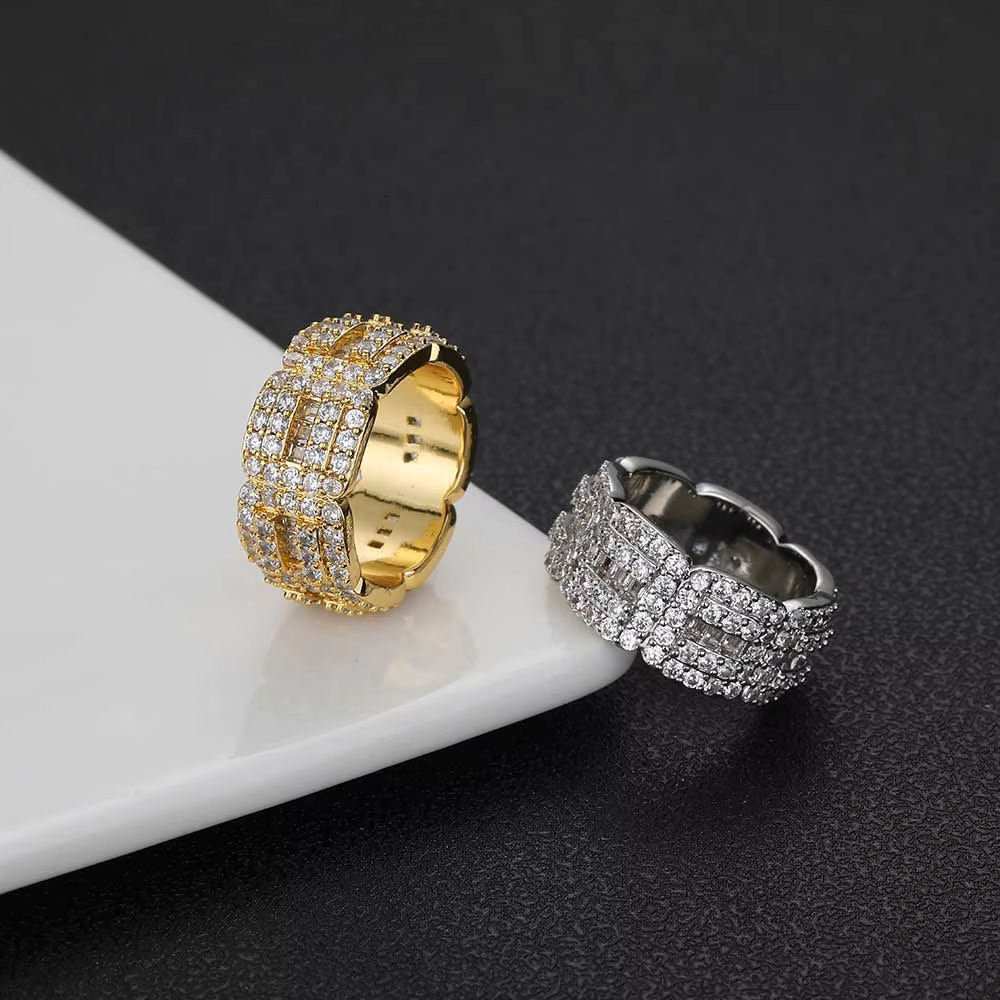 Moissanite Rings for Men Fashion Hip Hop Jewelry Rings 925 Silver 14k 18k Gold-Plated Vvs Custom Ring