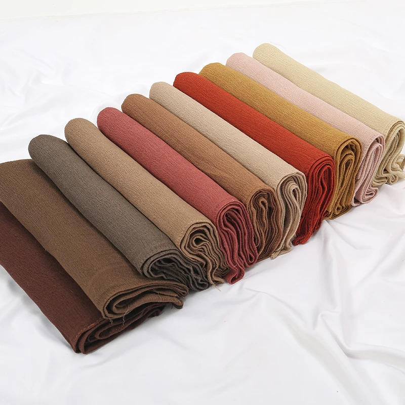 Arrival Crinkle Rayon Hijab Women Muslim Scarf Shawls Solid Headscarf Wraps Big Size Plain Islamic Turban Headbands Foulard 250314