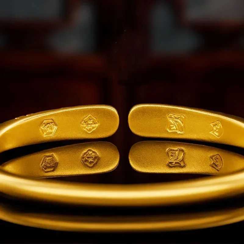 24K AU9999 True Gold Long Moon Fence Bracelet - Ancient Method Carving Ladies Long PeakXJ250315