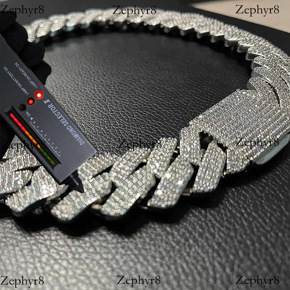 Custom 25MM S Sterg Sier Hip Hop Moissanite k Chain Thick Miami VVS Cuban Necklace For Men