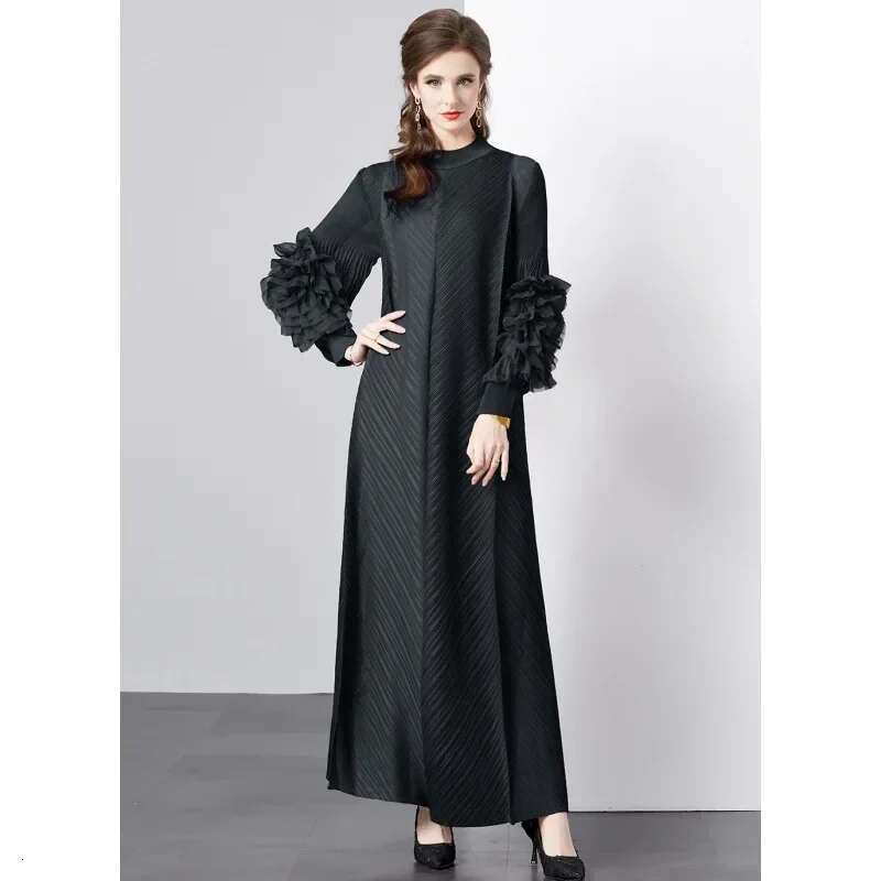 New Arrival Early Autumn Long Sleeve Ruffle Edge High Elasticity Dress