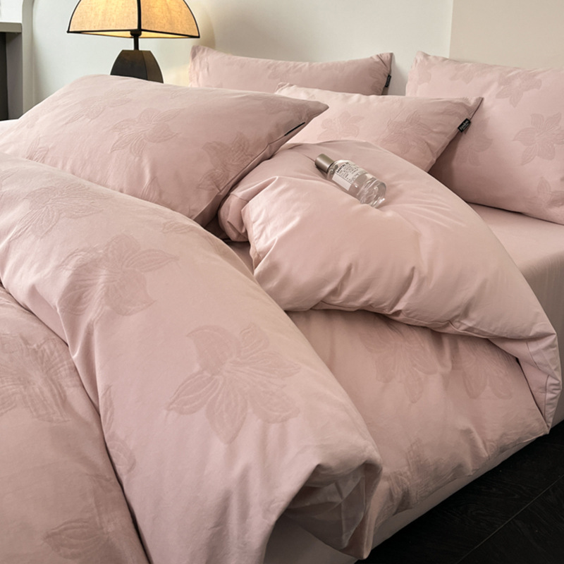 A941 Modern simple fabric pure cotton three-layer yarn jacquard bedding four-piece set new light luxury bed sheets bed sheets bedding