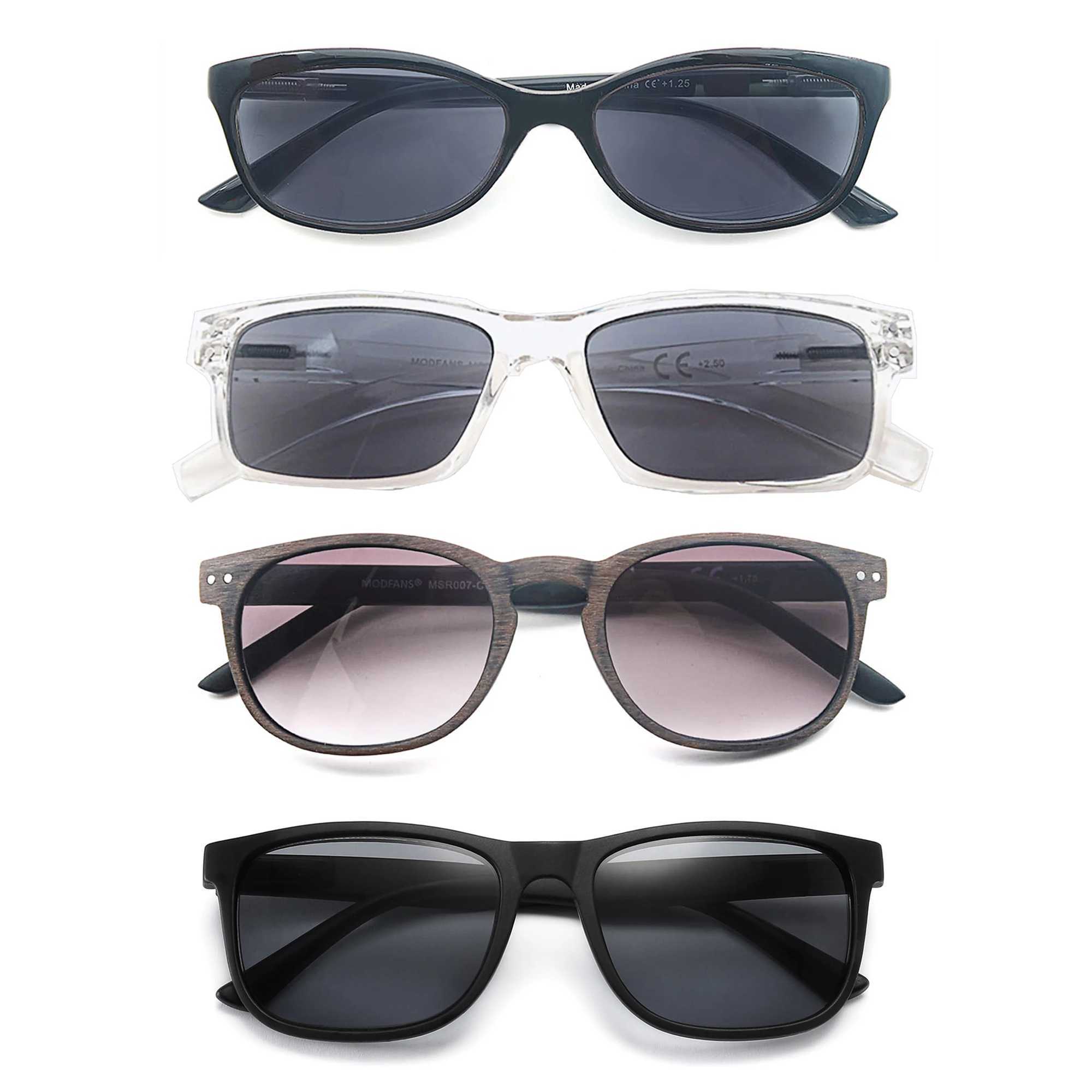 Reading Sunglasses for Men and Women Square Classic Frame Outdoor Use Sunglasses Reader Glasses with Diode Spring Articulation W250315